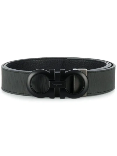 Ferragamo Double Gancini Buckle Belt In Grey