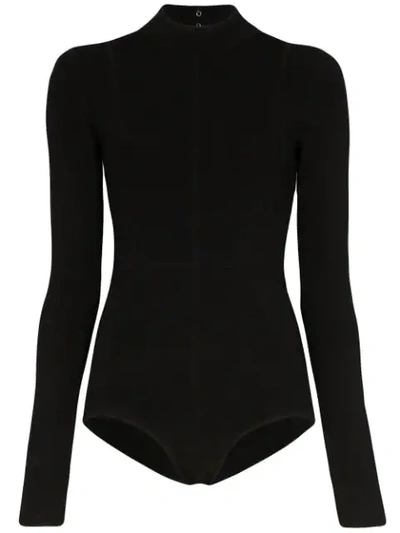 Helmut Lang Mock-neck Long-sleeve Viscose Bodysuit In Black
