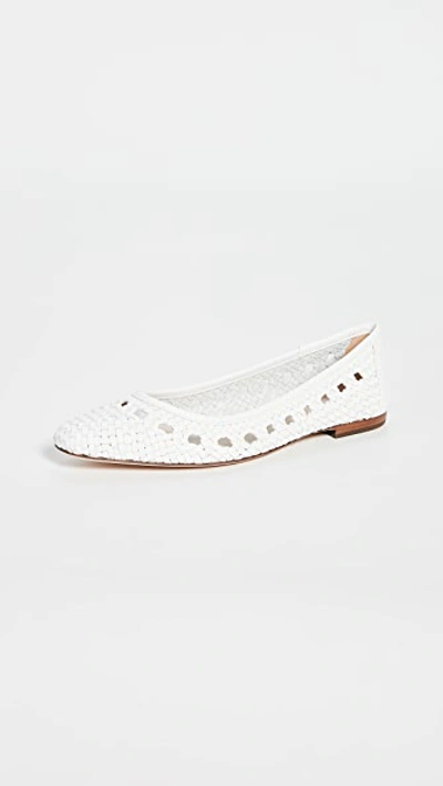 Loeffler Randall Maura Woven Leather Ballet Flats In Optic White