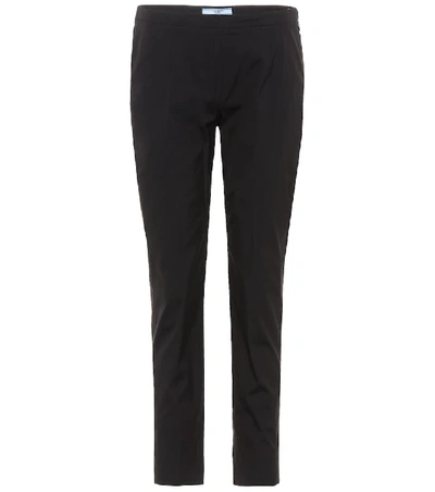Prada Flat-front Straight Cropped Pants In Black