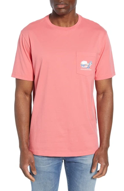 Vineyard Vines Lacrosse Whale Pocket T-shirt In Jetty Red