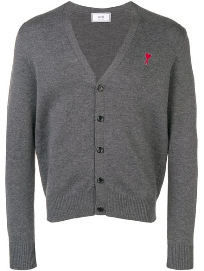 Ami Alexandre Mattiussi Cardigan Mit "ami De Coeur"-patch In Grey