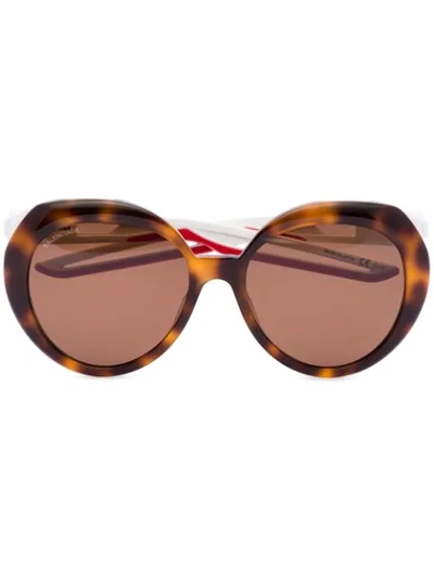 Balenciaga Tortoiseshell-effect Round Sunglasses In Brown