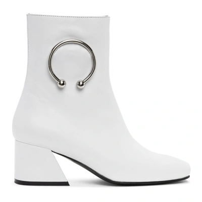 Dorateymur Nizip Embellished Leather Ankle Boots In White