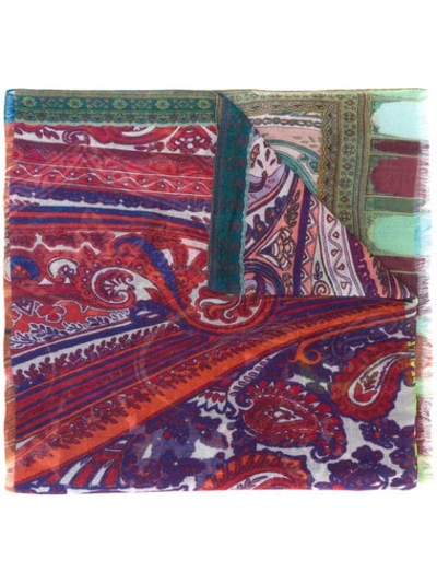 Etro Paisley-print Scarf In Blue