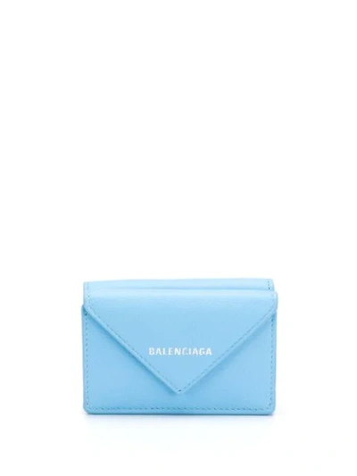 Balenciaga Mini Papier Wallet In Blue