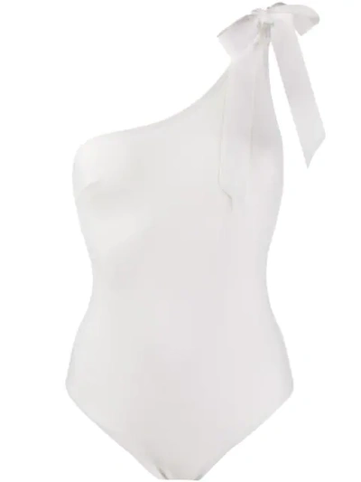 Zimmermann One Shoulder Swimsuit In White