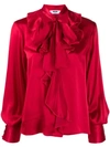 Msgm Ruffle Blouse In Red