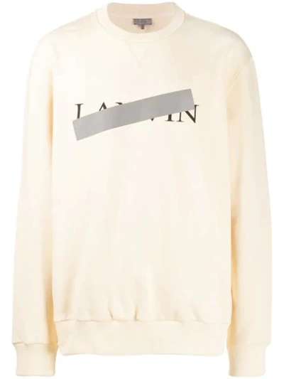 Lanvin Taped Logo Sweater In Neutrals