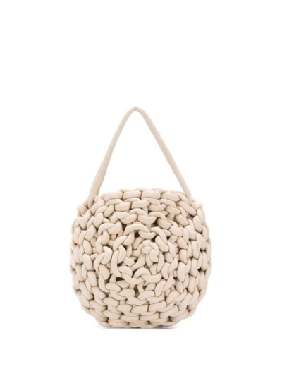 Alienina Rope Knit Tote Bag - White