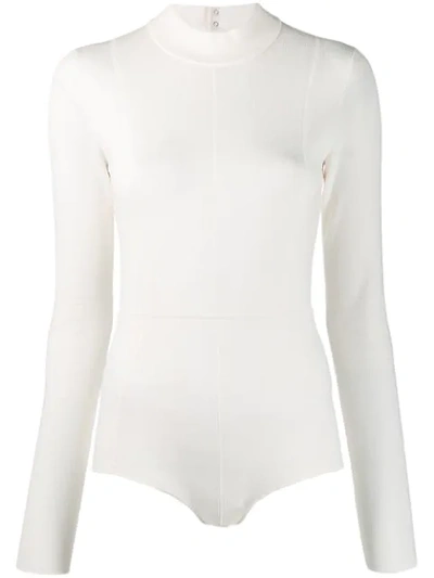 Helmut Lang Long-sleeved Bodysuit In Neutrals