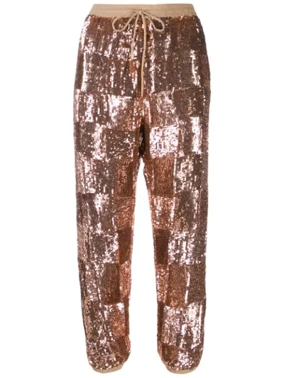 Retroféte Embellished Drawstring Trousers In Brown