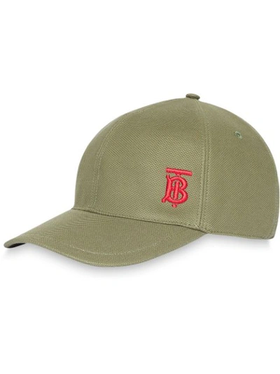 Burberry Monogram Baseball Cap In Green
