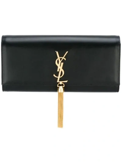 Saint Laurent Monogramme Leather Clutch In Black