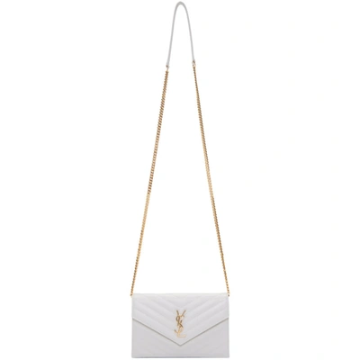 Saint Laurent Off-white Monogramme Envelope Chain Wallet Bag In 9207 White