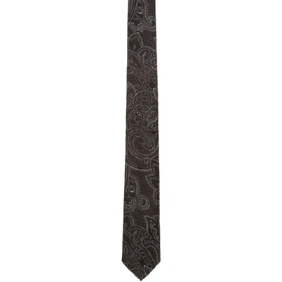 Etro Black Jacquard Paisley Tie In 0001 Black