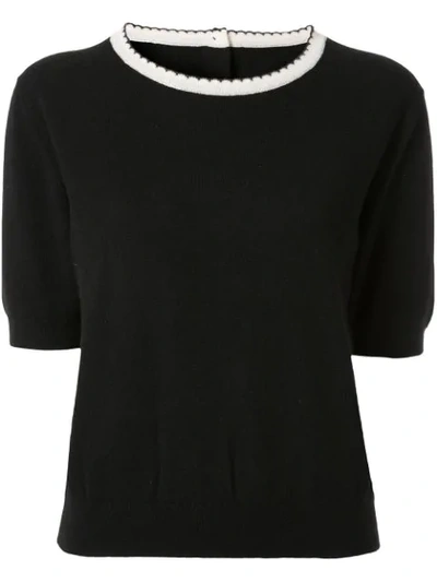 Pre-owned Chanel Short Sleeve Knit Top In Black