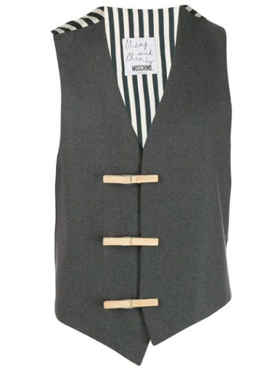 Pre-owned Moschino Contrasting Striped Back Vest In Grey