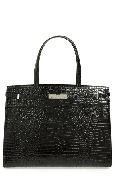 Saint Laurent Medium Manhattan Calfskin Leather Satchel In Noir