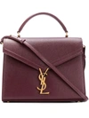 Saint Laurent Medium Cassandra Top-handle Grain De Poudre Shoulder Bag In Red