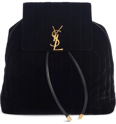 Saint Laurent Vicky Quilted Drawstring Backpack In Noir
