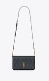 Saint Laurent Angie Quilted Lambskin Leather Crossbody Bag In Noir