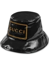 Gucci Men's Shiny Bucket Hat With Framed Logo In Black