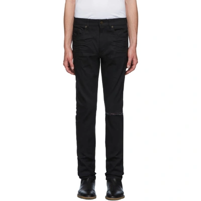 Saint Laurent Black Skinny Low Waist Jeans In 1080 Usdblk