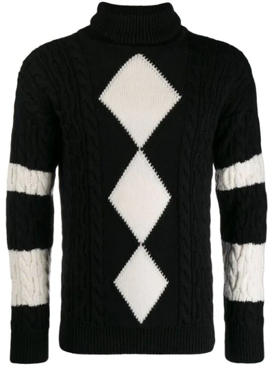 Saint Laurent Virgin Wool Turtleneck Sweater In Black