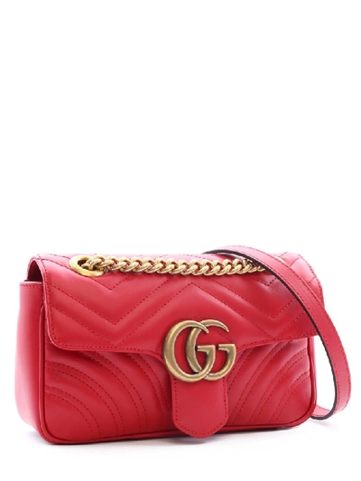 Gucci Gg Marmont Matelassé Mini Shoulder Bag In Red