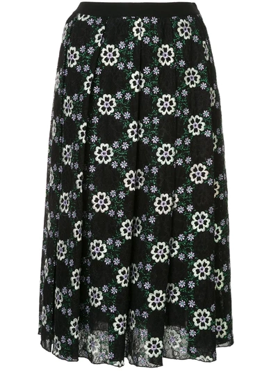 Giambattista Valli Floral Embroidered Skirt In Black