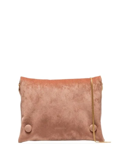 Nanushka Tao Velvet Crossbody Bag In Brown