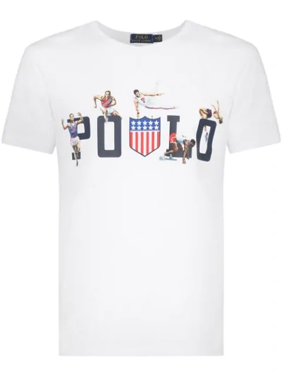 Polo Ralph Lauren Athletic Logo Print T-shirt In White