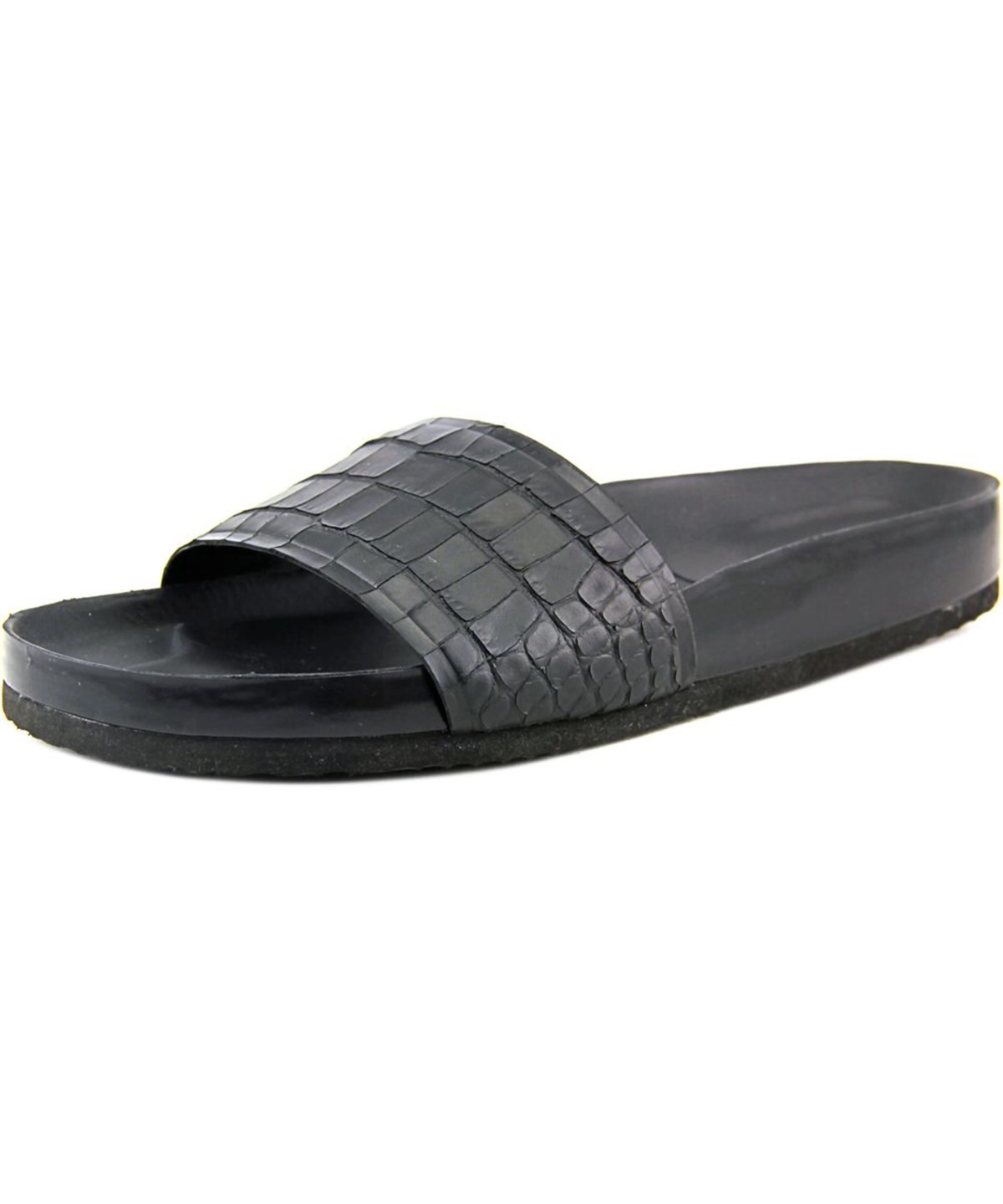 Vince Olivia Women Open Toe Leather Black Slides Sandal' ModeSens