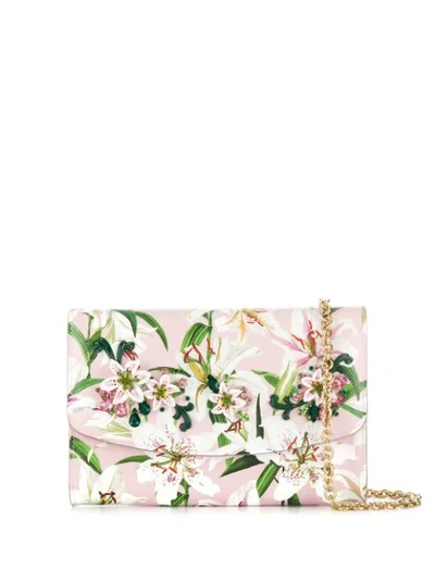 Dolce & Gabbana Lily Print Wallet Bag In Pink