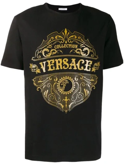 Versace Crew Neck Logo T Shirt Black