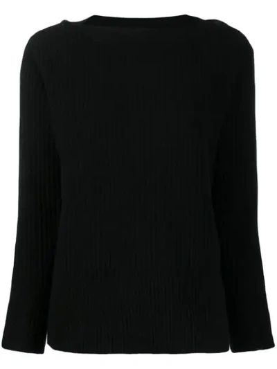 Calvin Klein Button Detail Ribbed Jumper In Black