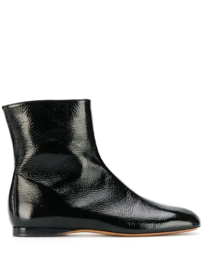 Marni Flat Ankle Boots In Black