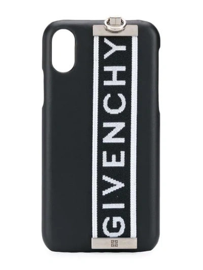 Givenchy Branded Stripe Leather Iphone X Case In Black