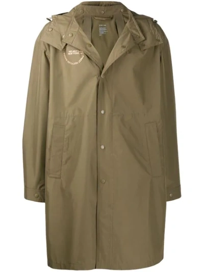 Helmut Lang Detachable Hood Raincoat In Green