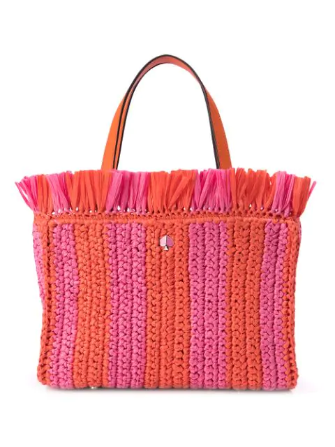 Kate Spade Striped Straw Tote - Rosa In Pink | ModeSens