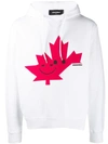 Dsquared2 Smiling Maple Leaf Hoodie In White
