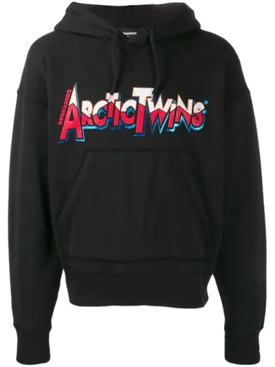 Dsquared2 Artick Twins Hoodie In Black