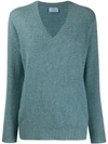 Prada Cashmere V-neck Sweater In Blue