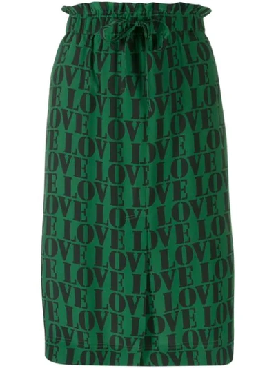 Calvin Klein Love Slogan Print Skirt In Green