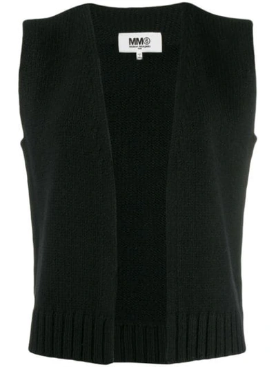 Mm6 Maison Margiela Knitted Waistcoat Top In Black