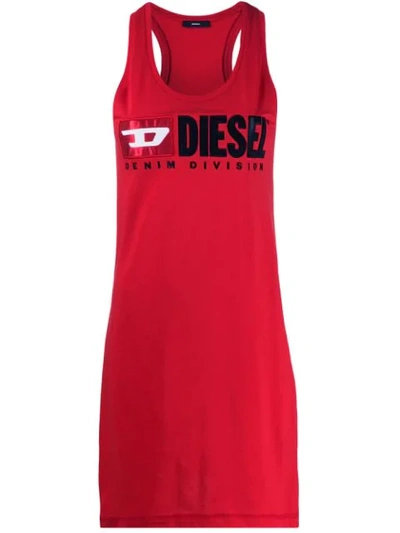 Diesel Logo Printed Tank Top In Red