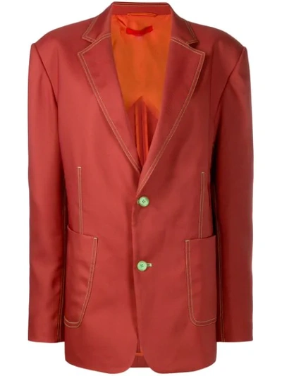 Eckhaus Latta Contrast Stitch Blazer In Red