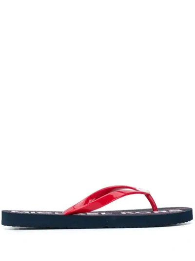 Michael Michael Kors Logo Flat Flip-flops In Blue