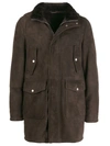 Eleventy Zipped Fitted Coat In Brown